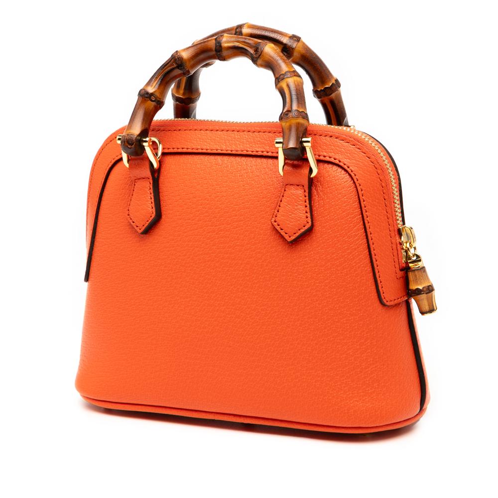 Gucci AB Gucci Orange Calf Leather Mini Dollar skin Bamboo Diana Dome Satchel Italy