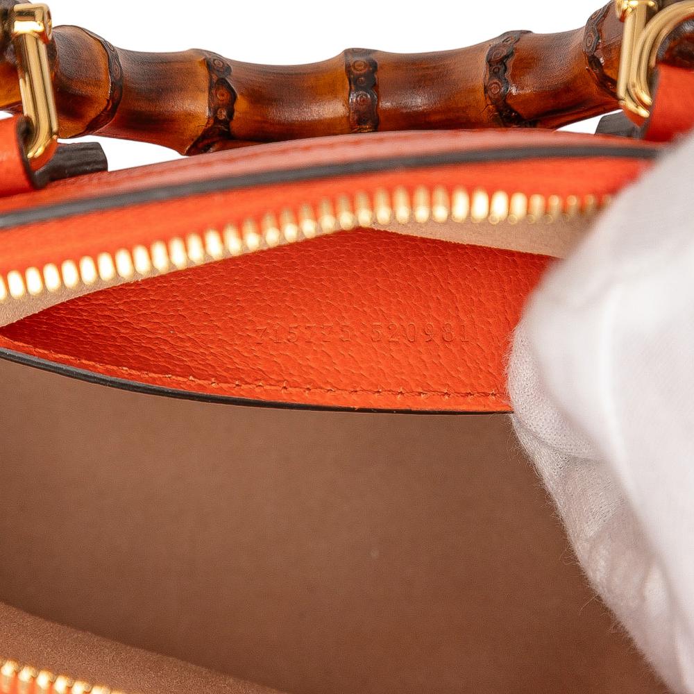 Gucci AB Gucci Orange Calf Leather Mini Dollar skin Bamboo Diana Dome Satchel Italy