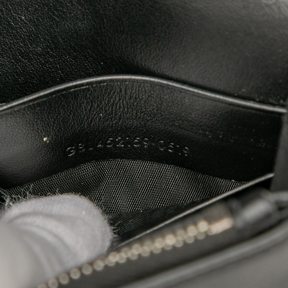 Saint Laurent Black Calf Leather skin Star Print Classic Monogram Kate Tassel Wallet on Chain Italy