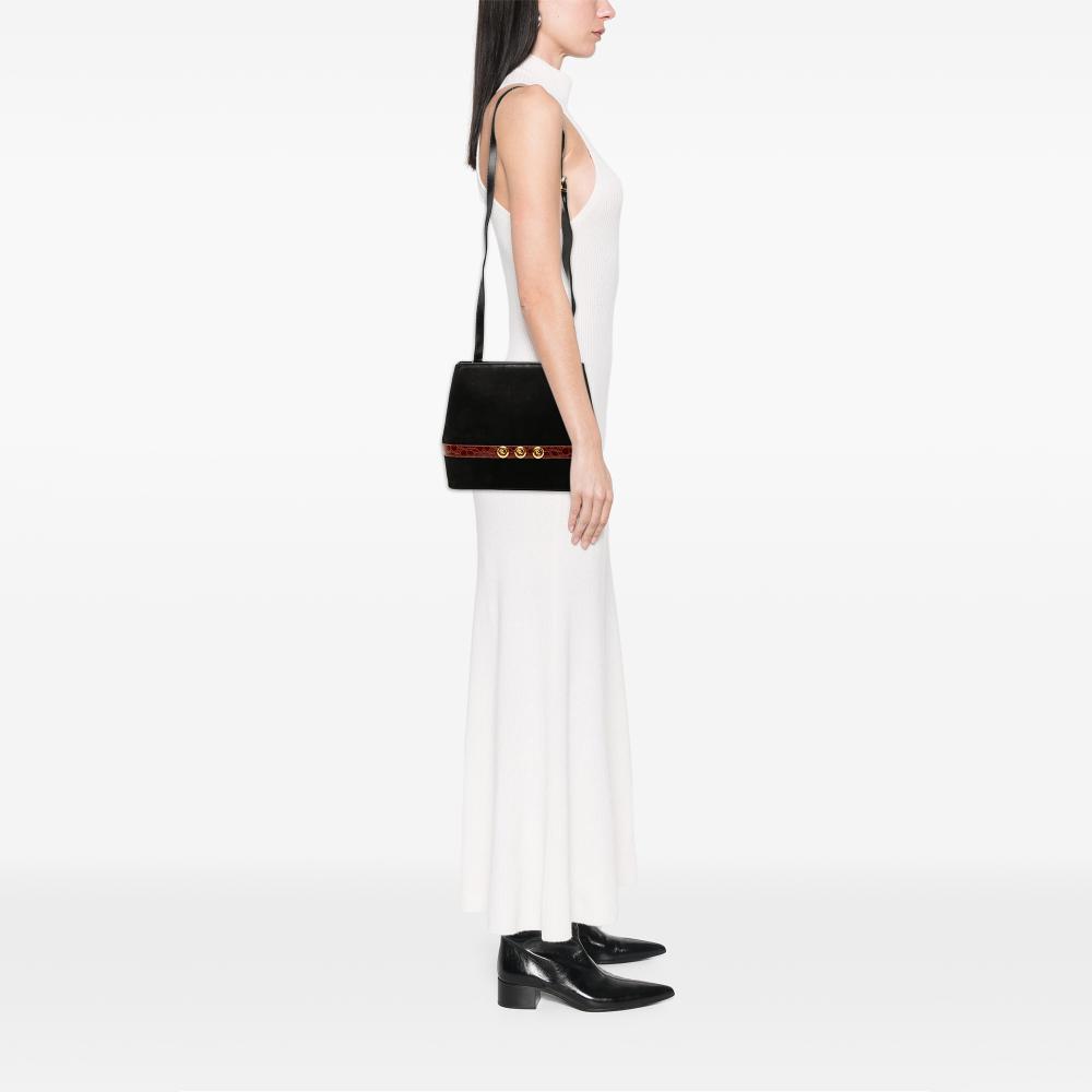 Ferragamo B Ferragamo Black Suede Leather Crossbody Italy