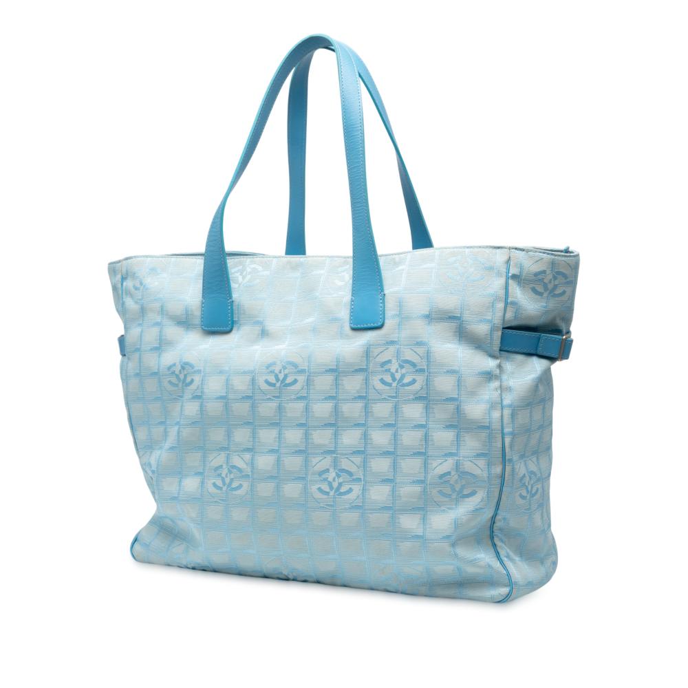 Chanel B Chanel Blue Light Blue Nylon Fabric New Travel Line Tote France