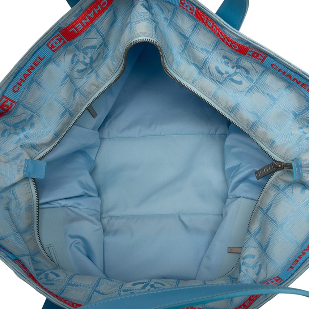 Chanel B Chanel Blue Light Blue Nylon Fabric New Travel Line Tote France