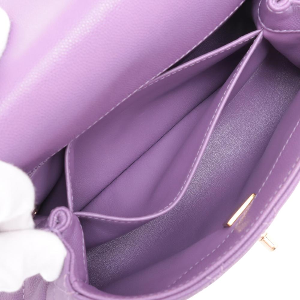 Chanel AB Chanel Purple Caviar Leather Leather Mini Caviar Coco Top Handle Bag France