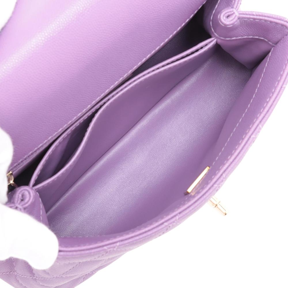 Chanel AB Chanel Purple Caviar Leather Leather Mini Caviar Coco Top Handle Bag France