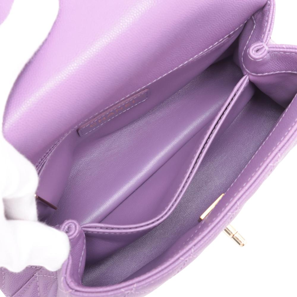 Chanel AB Chanel Purple Caviar Leather Leather Mini Caviar Coco Top Handle Bag France
