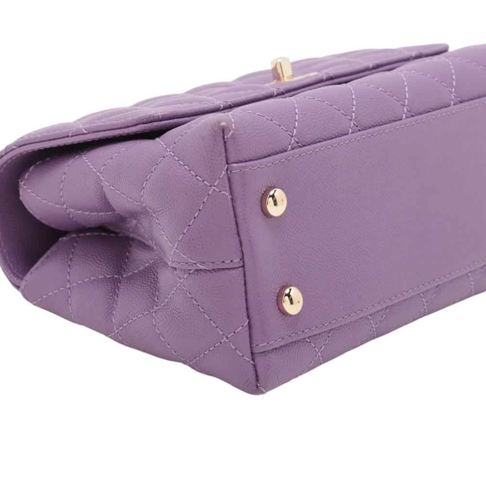 Chanel AB Chanel Purple Caviar Leather Leather Mini Caviar Coco Top Handle Bag France