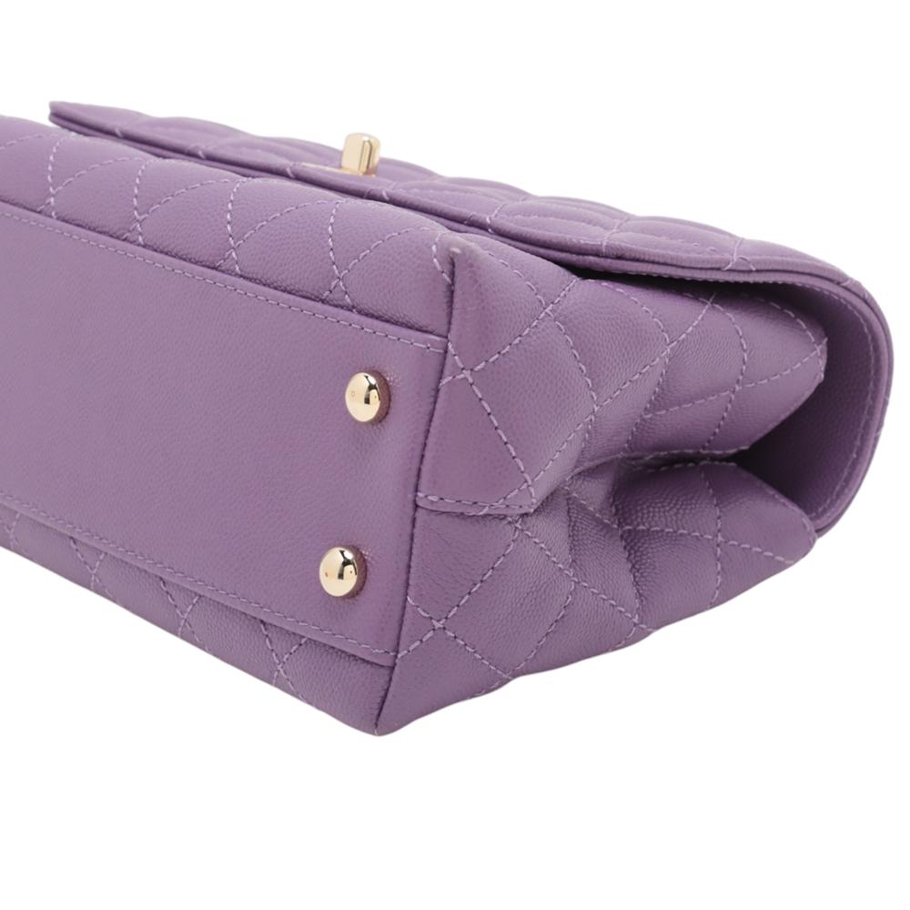 Chanel AB Chanel Purple Caviar Leather Leather Mini Caviar Coco Top Handle Bag France