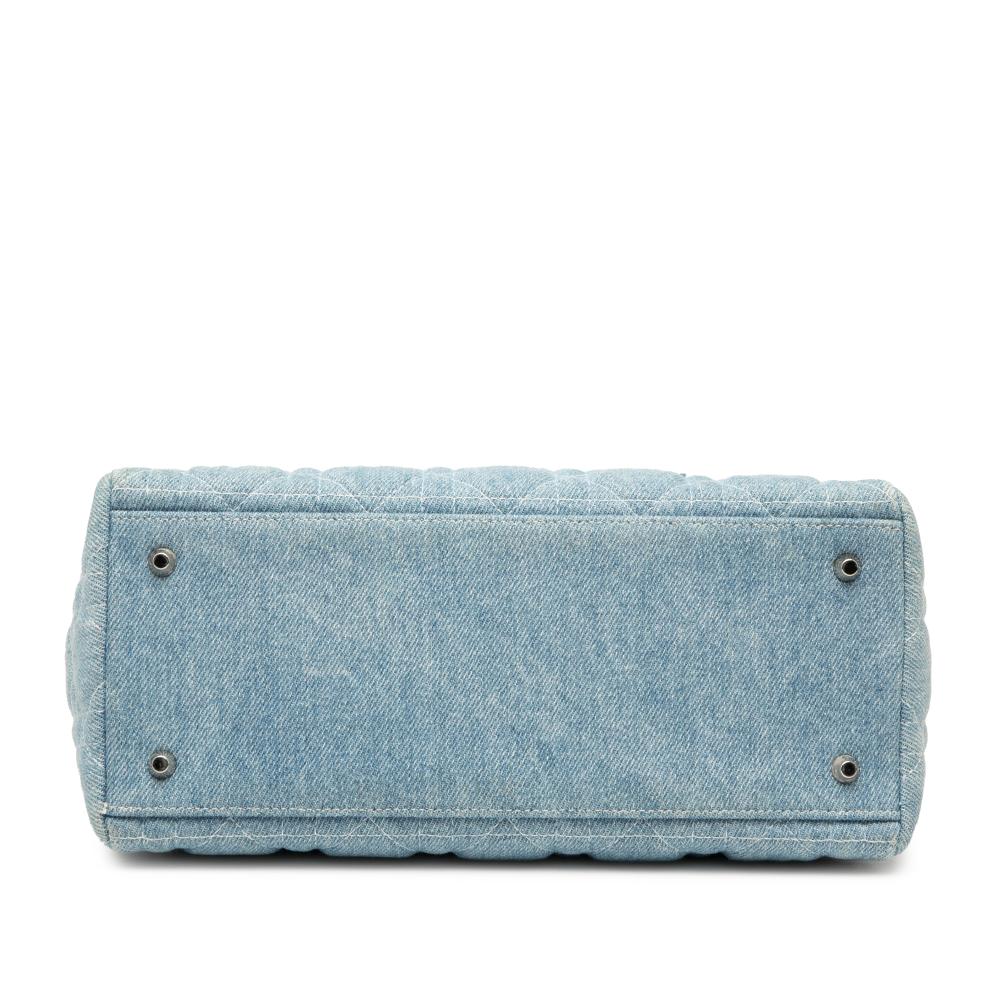 Christian Dior B Dior Blue Denim Denim Fabric Medium Cannage Acrylic Handles Lady Dior Italy