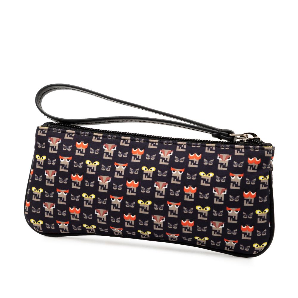 Fendi AB Fendi Black Canvas Fabric Monster Clutch Italy