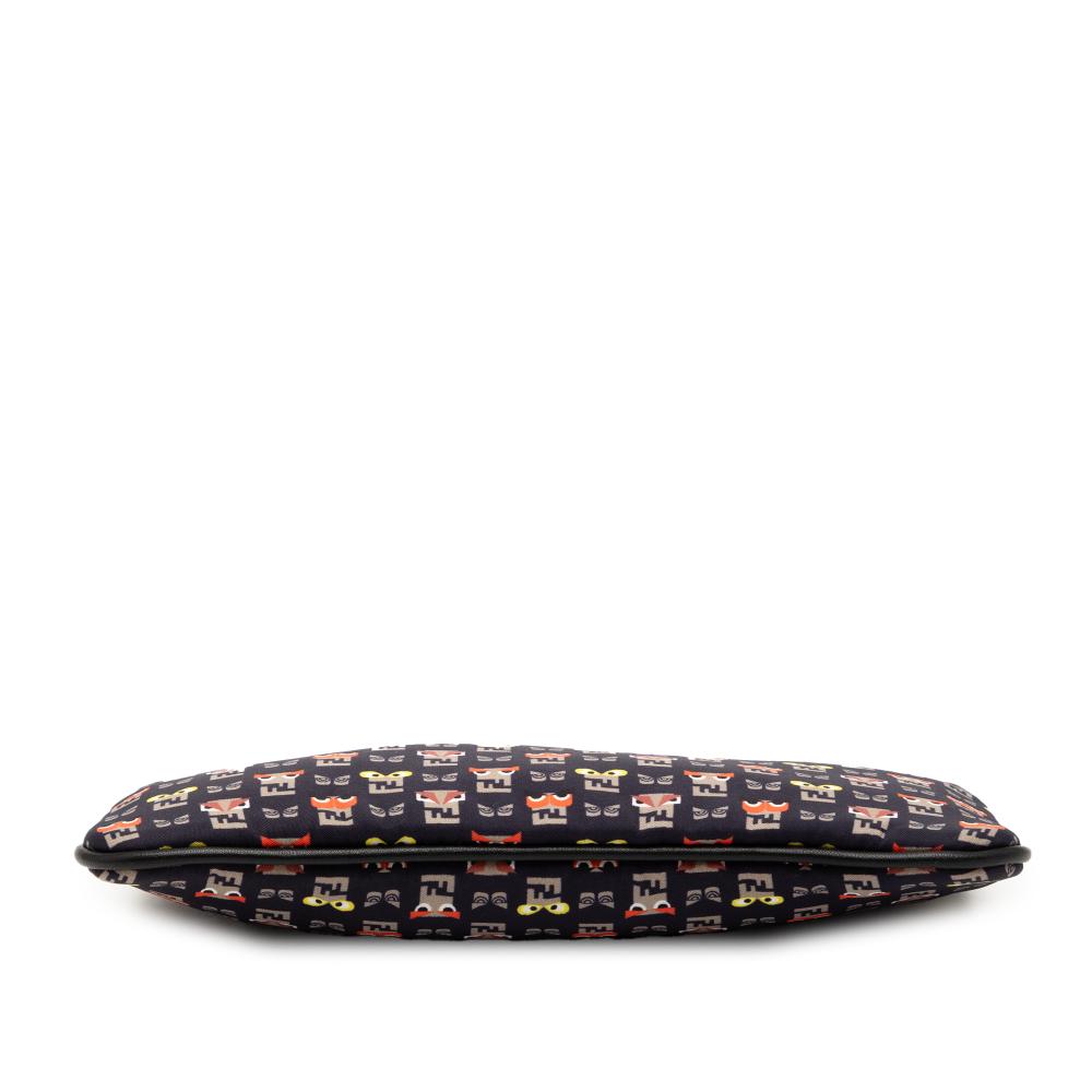 Fendi AB Fendi Black Canvas Fabric Monster Clutch Italy