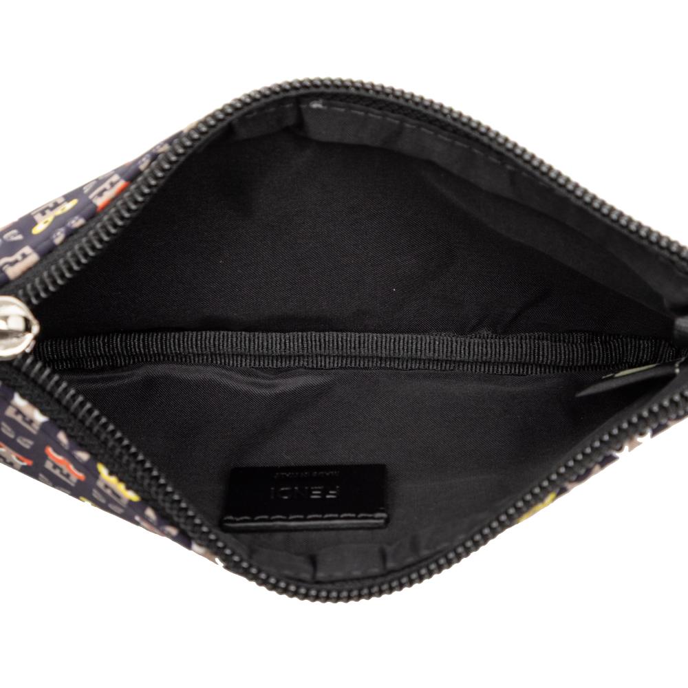 Fendi AB Fendi Black Canvas Fabric Monster Clutch Italy