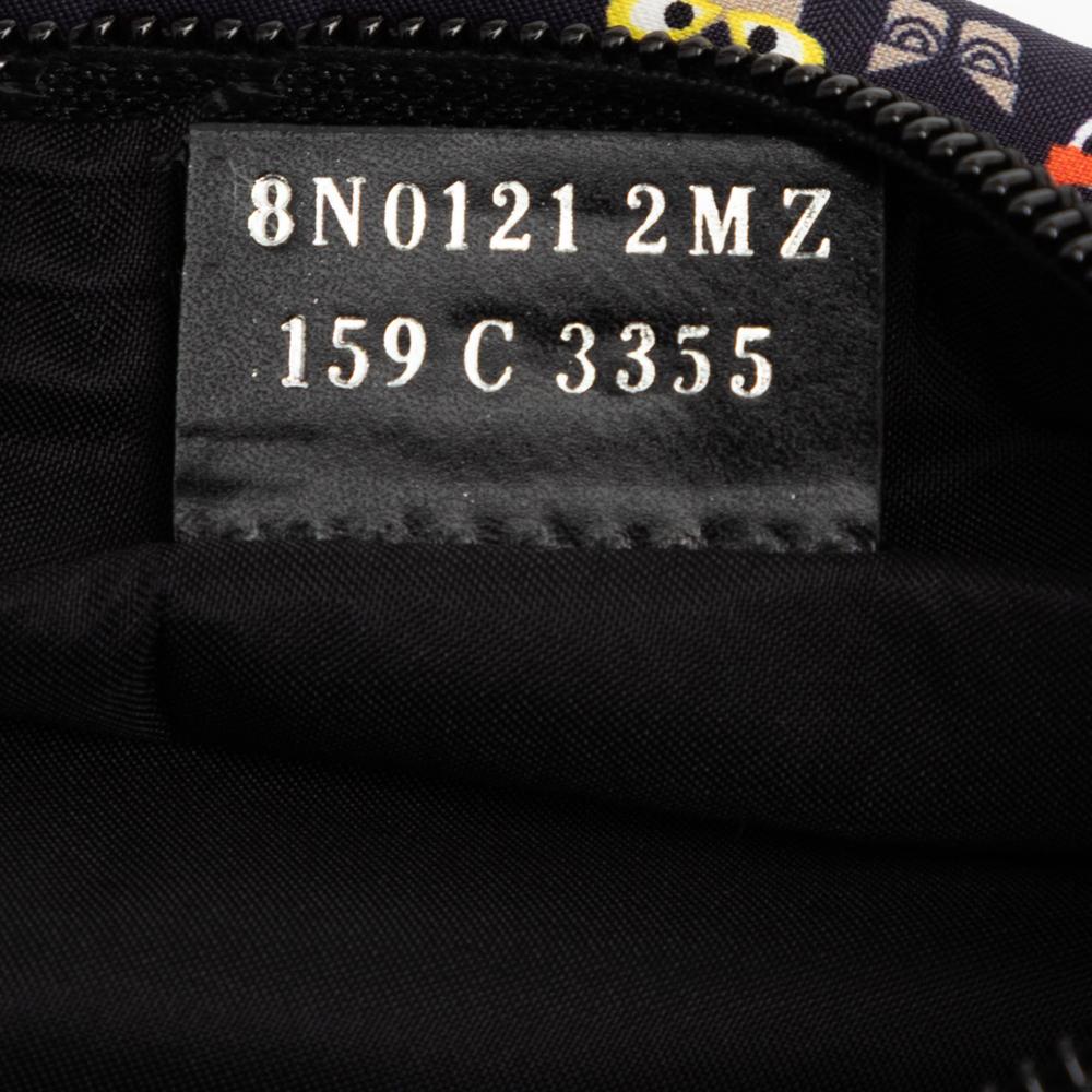 Fendi AB Fendi Black Canvas Fabric Monster Clutch Italy