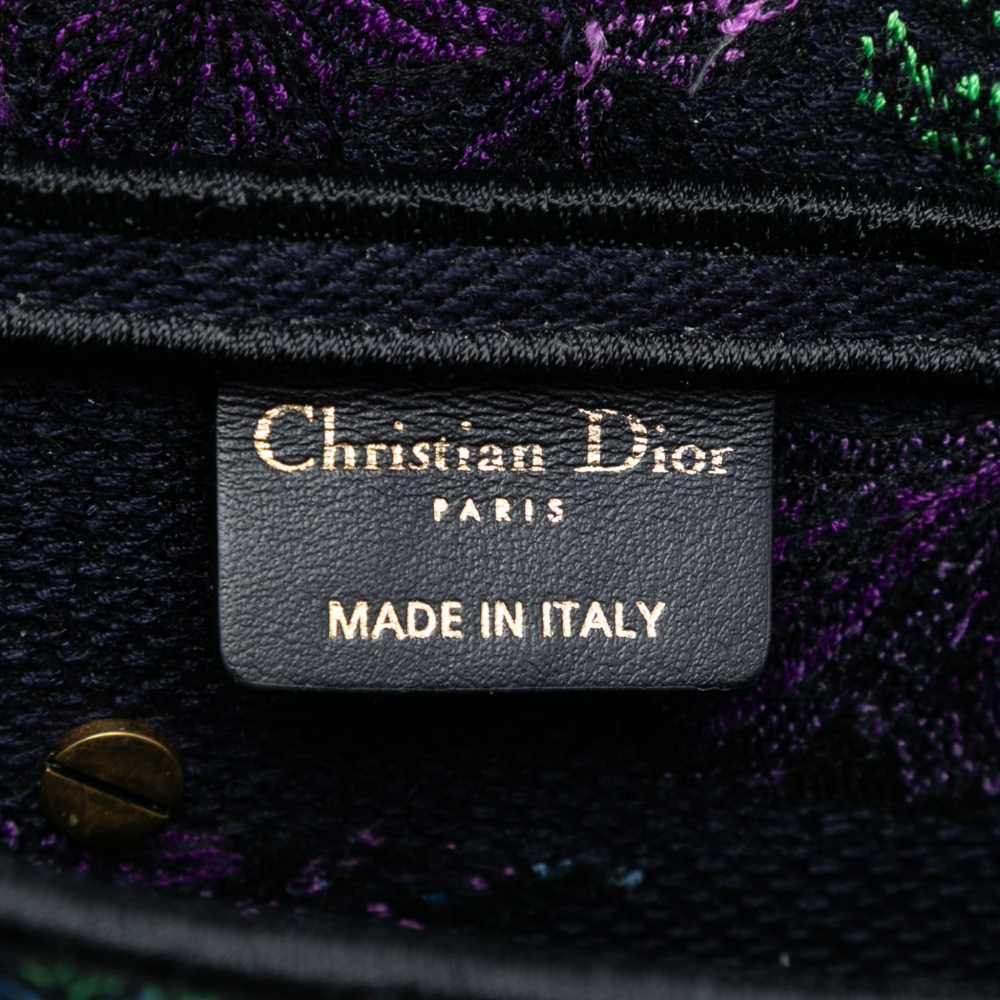 Christian Dior Saddle Mini Canvas Embroidery Shoulder Bag Blue