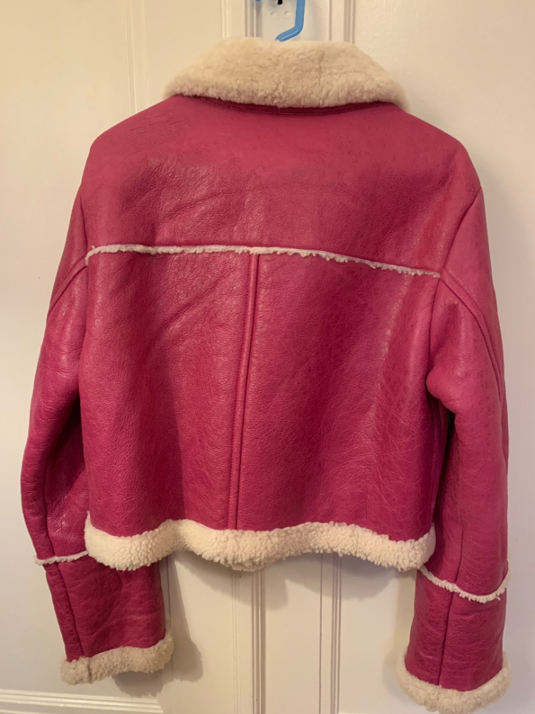 Kenzo Shearling-Jacke in Fuchsia-Rosa (Wollhaut) - Größe S