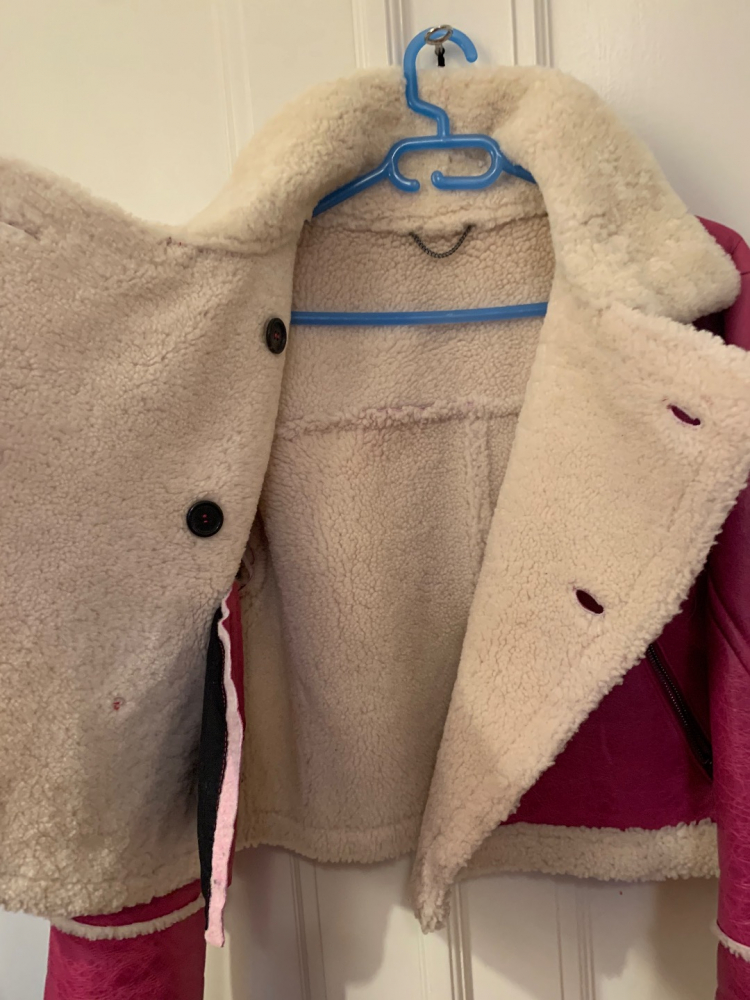 Kenzo Shearling-Jacke in Fuchsia-Rosa (Wollhaut) - Größe S