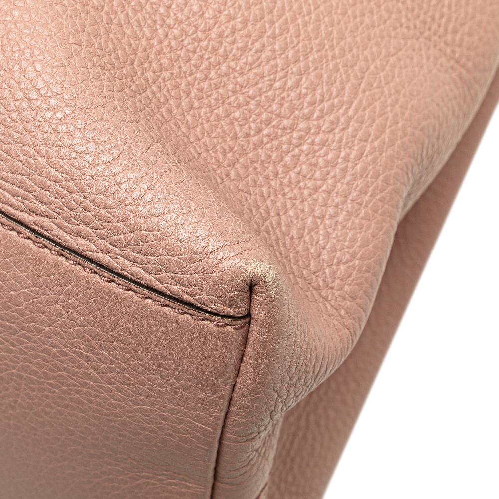 Gucci B Gucci Pink Calf Leather Medium Soho Chain Tote Italy