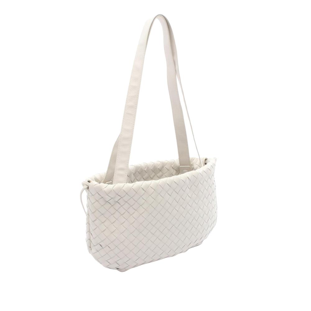 Bottega Veneta AB Bottega Veneta White Nappa Leather Leather Small Nappa Intrecciato Bulb Shoulder Bag Italy