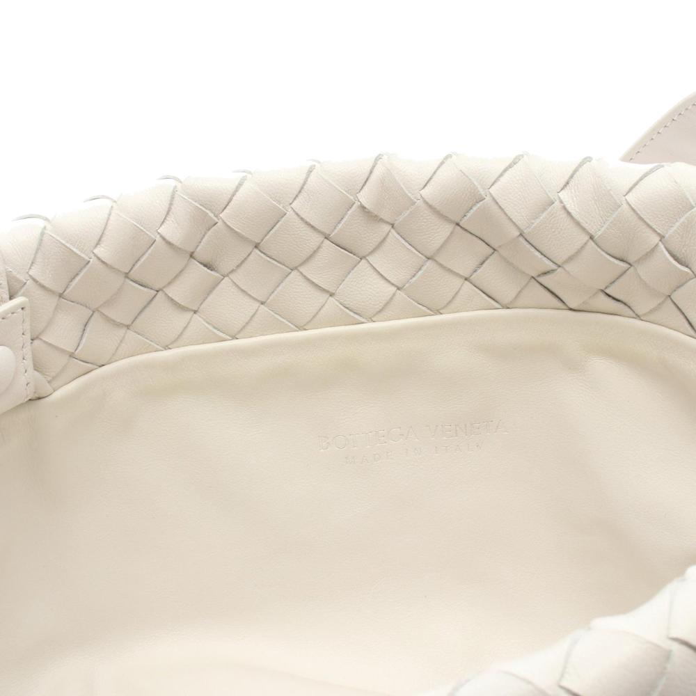 Bottega Veneta AB Bottega Veneta White Nappa Leather Leather Small Nappa Intrecciato Bulb Shoulder Bag Italy