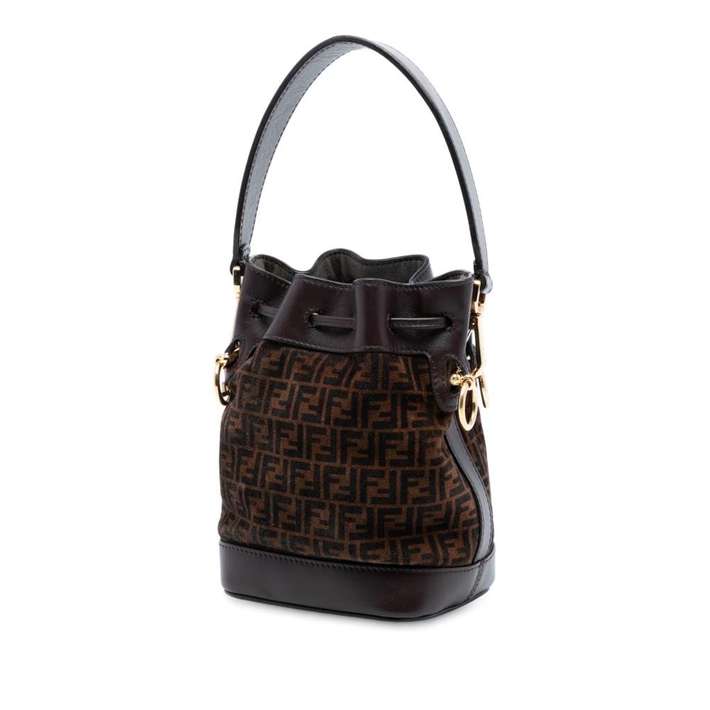 Fendi B Fendi Brown Suede Leather Mini Zucca Mon Tresor Bucket Bag Italy