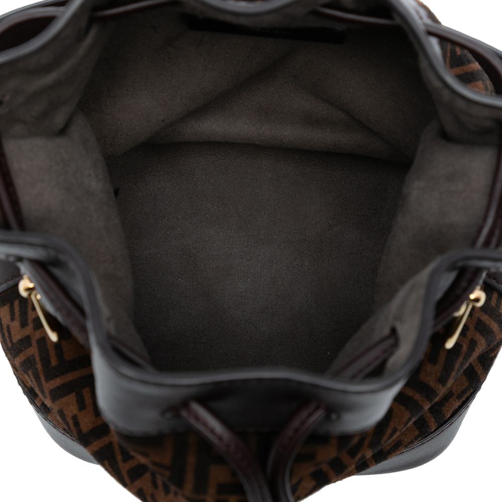 Fendi B Fendi Brown Suede Leather Mini Zucca Mon Tresor Bucket Bag Italy