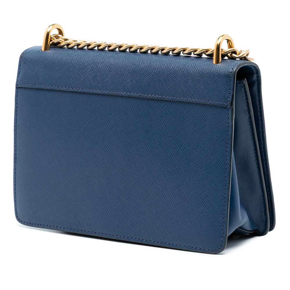 Prada B Prada Blue Saffiano Leather Lux Chain Crossbody Italy