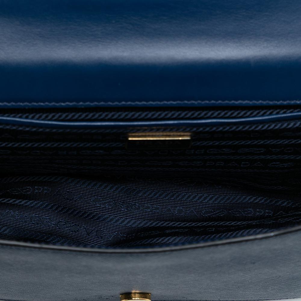 Prada B Prada Blue Saffiano Leather Lux Chain Crossbody Italy