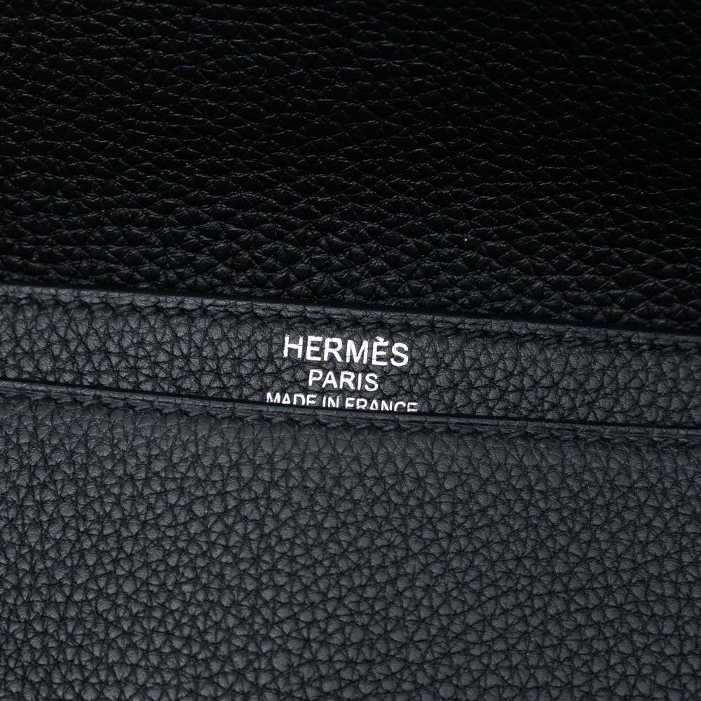 Hermès B Hermès Black with Brown Calf Leather Togo and Swift Sac A Depeches Verso 38 France
