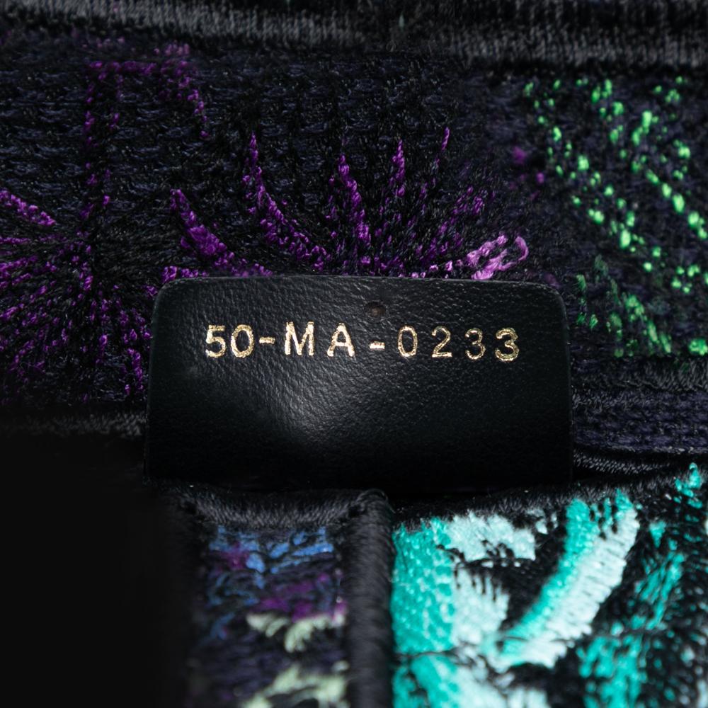 Christian Dior AB Dior Blue Canvas Fabric Embroidered Floral Saddle Bag Italy