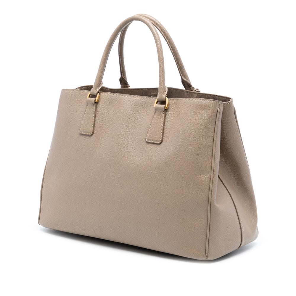 Prada B Prada Brown Beige Saffiano Leather Large Lux Galleria Tote Italy