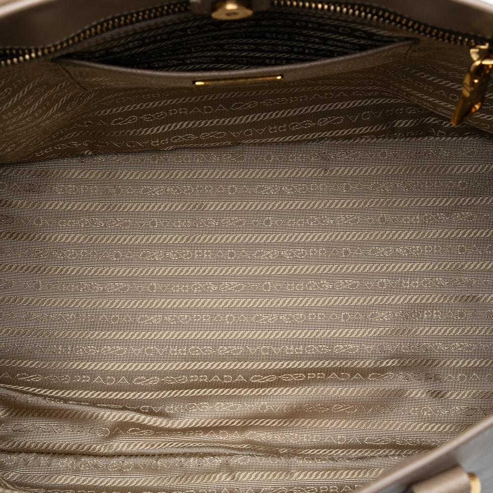 Prada B Prada Brown Beige Saffiano Leather Large Lux Galleria Tote Italy