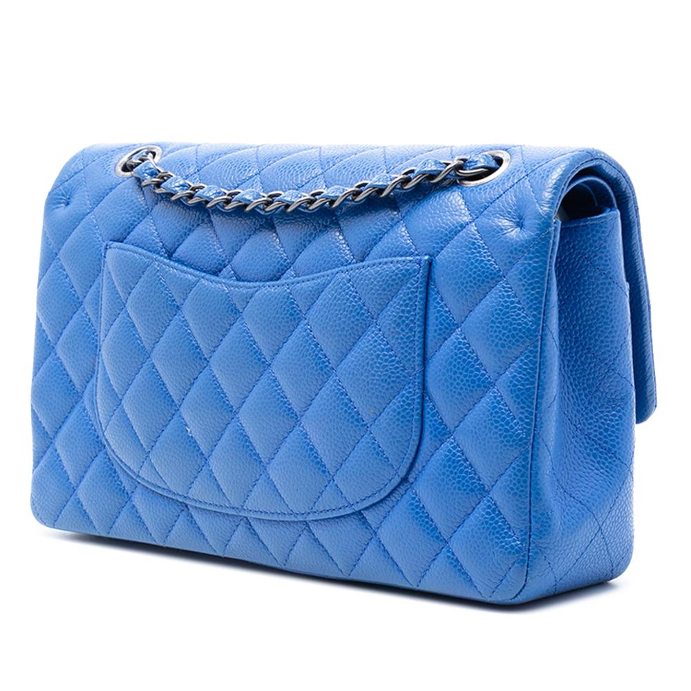 Chanel B Chanel Blue Caviar Leather Leather Medium Classic Caviar Double Flap France
