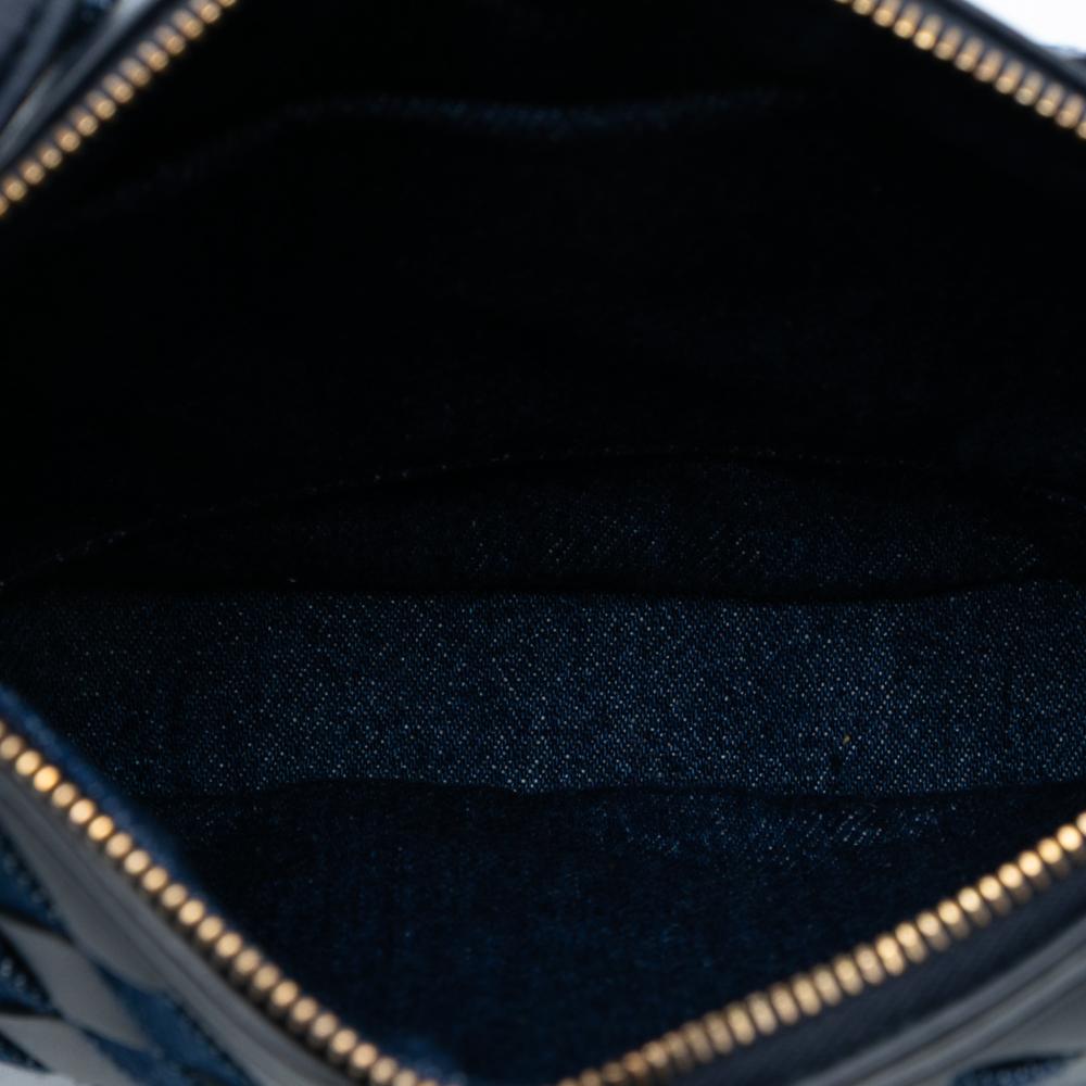 Bottega Veneta AB Bottega Veneta Blue Navy Calf Leather Mini and Denim Intrecciato Sunrise Hobo Italy