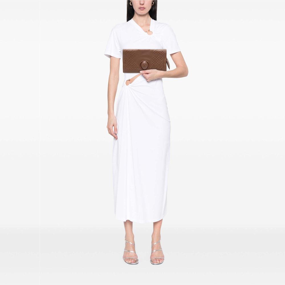 Bottega Veneta AB Bottega Veneta Brown Nappa Leather Leather Nappa Embossed Intrecciato Turnlock Clutch Italy