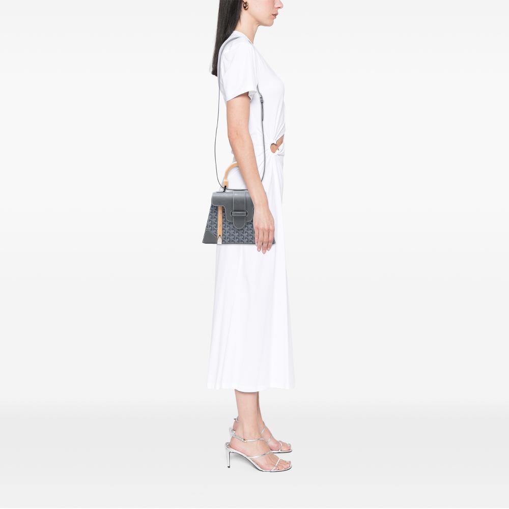 Goyard AB Goyard Gray Coated Canvas Fabric Goyardine Saigon Structured PM France