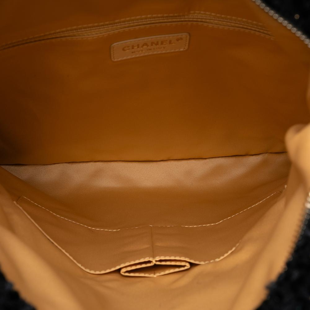 Chanel AB Chanel Black Tweed Fabric Paris Cosmopolite Fringe Clutch Italy