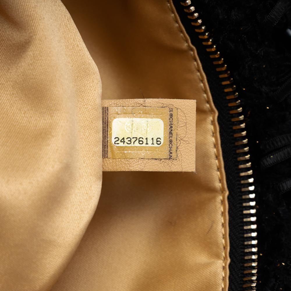 Chanel AB Chanel Black Tweed Fabric Paris Cosmopolite Fringe Clutch Italy