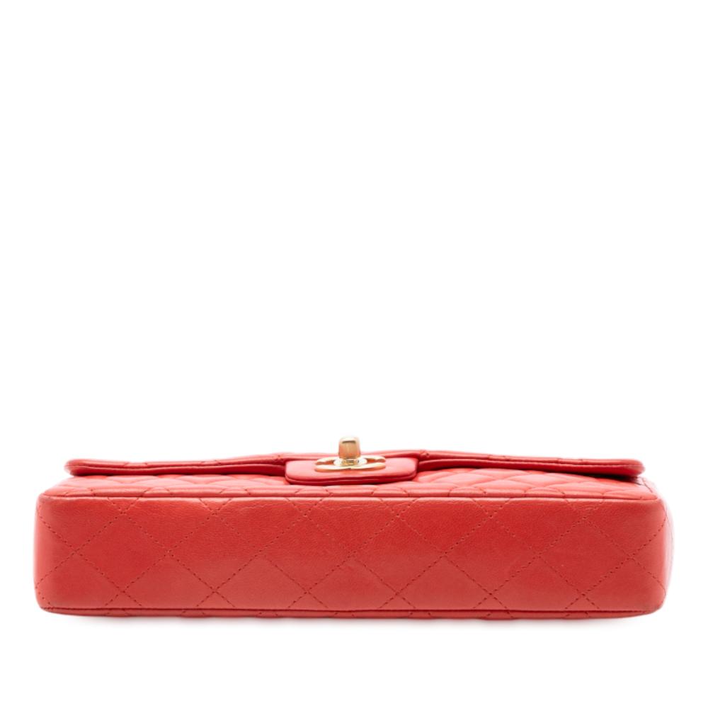 Chanel B Chanel Red Lambskin Leather Leather Classic Lambskin East West Single Flap Italy