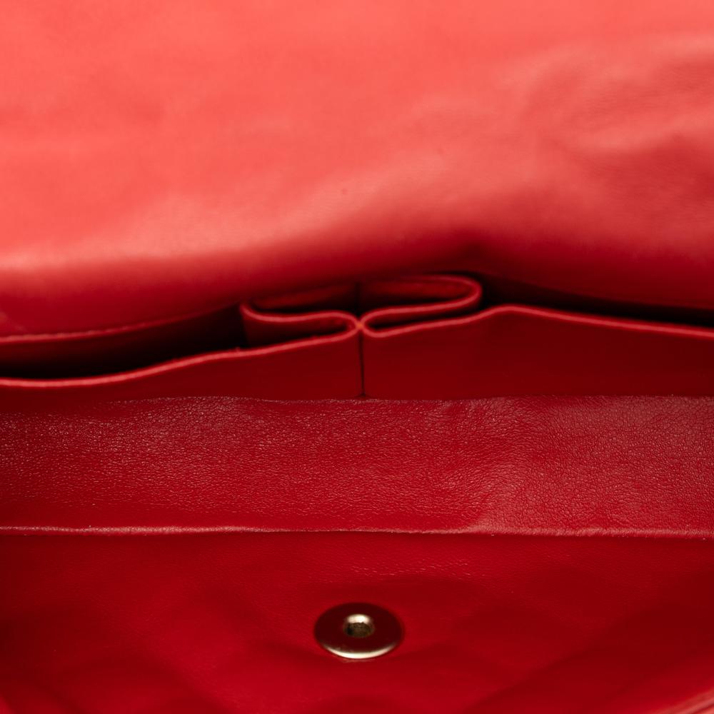 Chanel B Chanel Red Lambskin Leather Leather Classic Lambskin East West Single Flap Italy