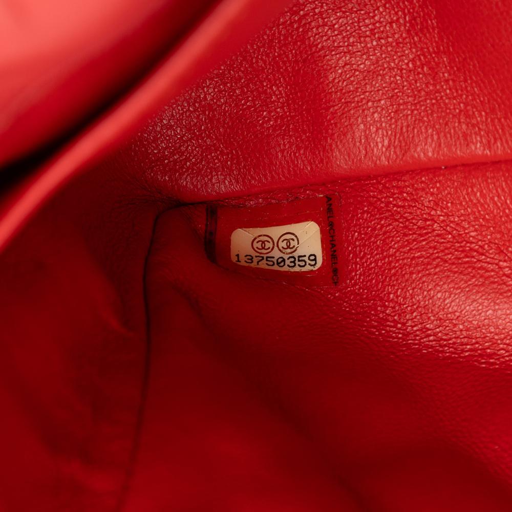 Chanel B Chanel Red Lambskin Leather Leather Classic Lambskin East West Single Flap Italy