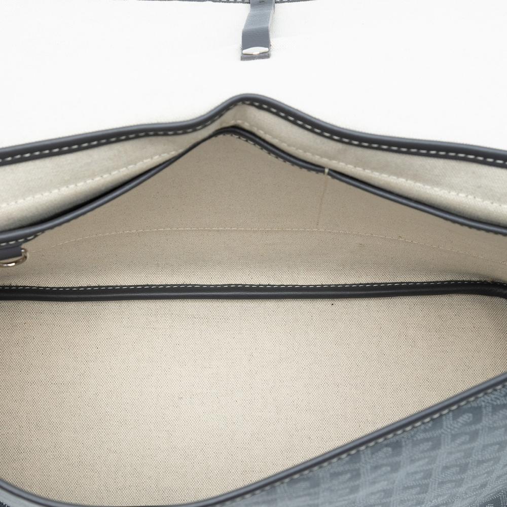 Goyard B Goyard Gray Coated Canvas Fabric Goyardine Capetien MM Messenger Bag France