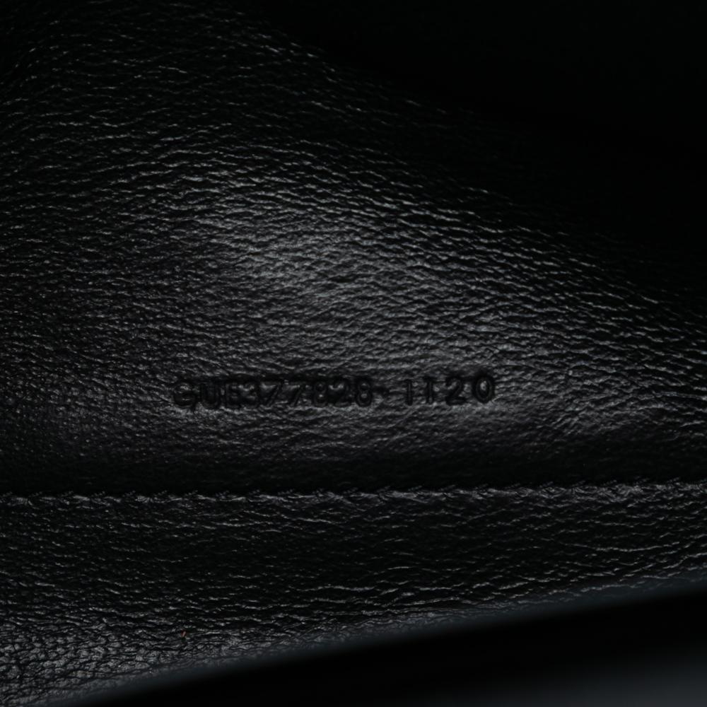 Saint Laurent Black Calf Leather Quilted Chevron skin Polka Dot Monogram Envelope Chain Wallet Italy