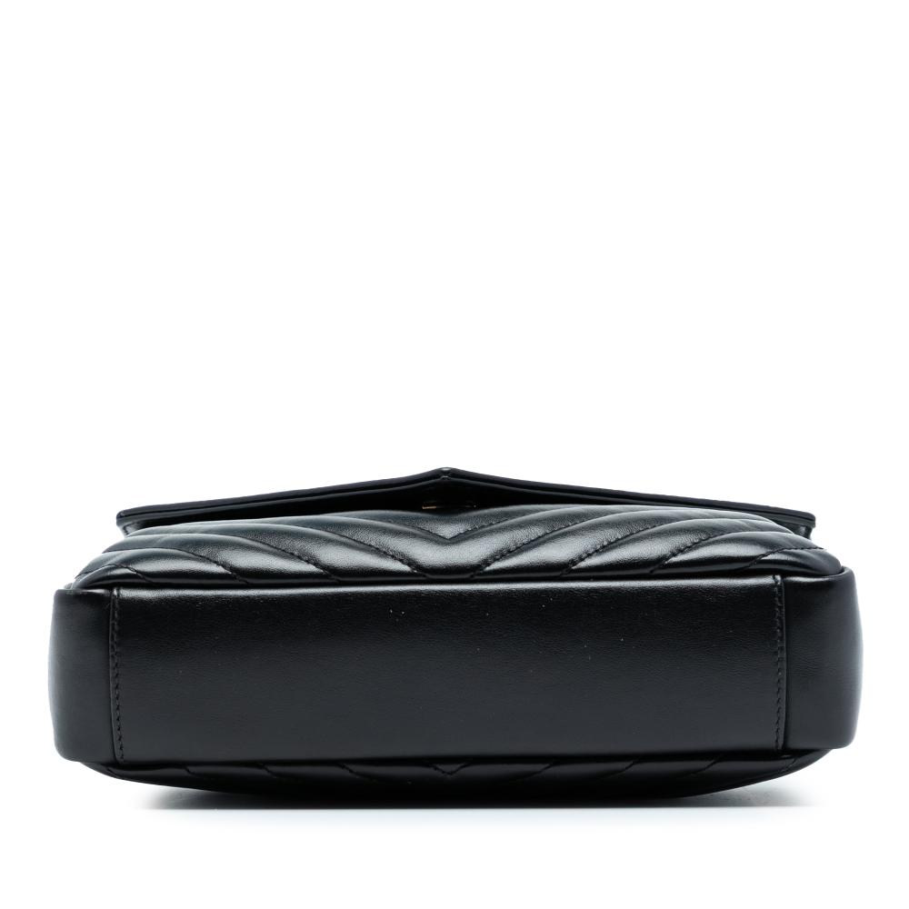 Saint Laurent B Saint Laurent Black Calf Leather Medium Chevron Studded skin Monogram College Satchel Italy