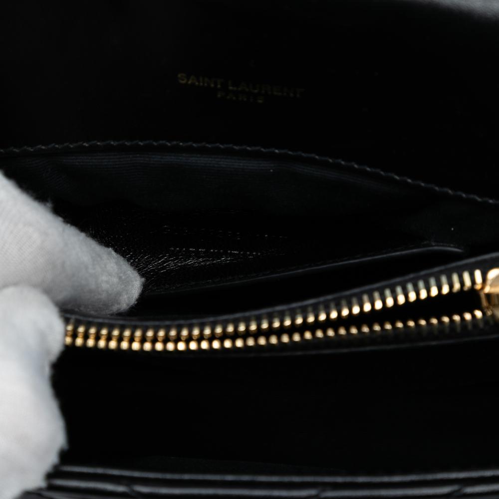 Saint Laurent B Saint Laurent Black Calf Leather Medium Chevron Studded skin Monogram College Satchel Italy