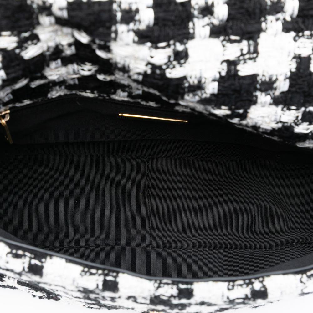 Chanel AB Chanel Black Tweed Fabric Large Houndstooth 19 Flap Italy