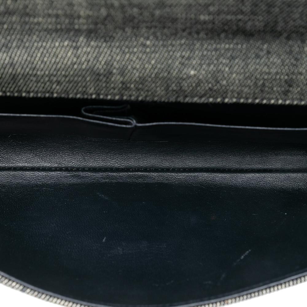 Chanel AB Chanel Gray Denim Fabric CC Choco Bar Chain Flap France