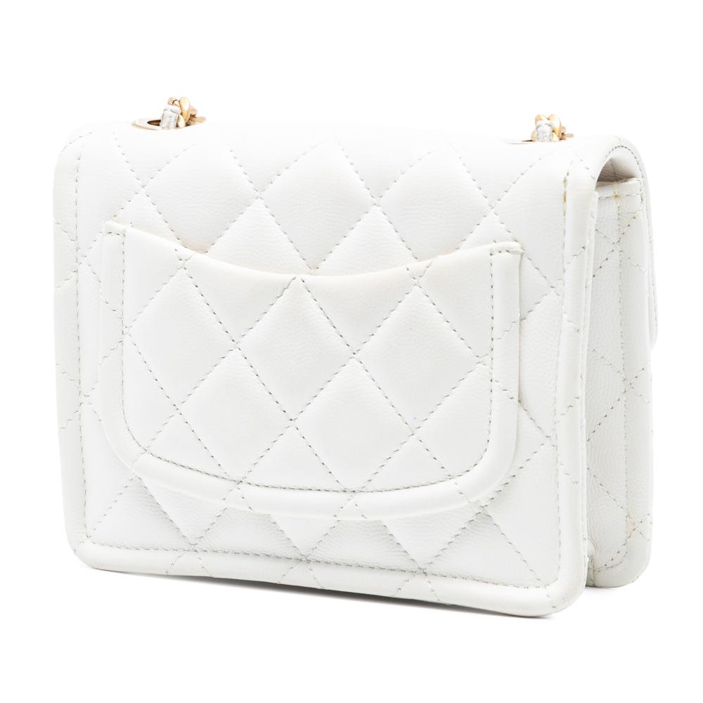 Chanel B Chanel White Caviar Leather Leather Mini Quilted Caviar Sweet Classic Flap France
