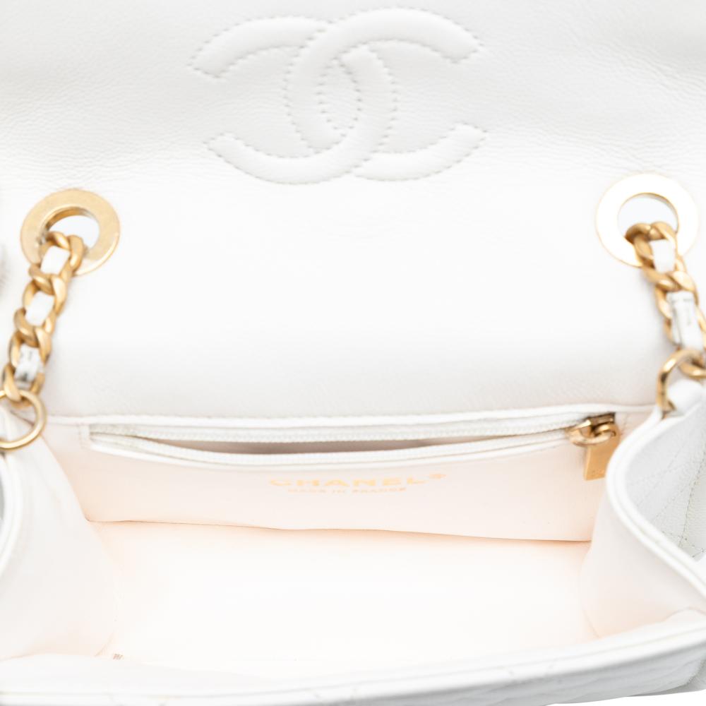 Chanel B Chanel White Caviar Leather Leather Mini Quilted Caviar Sweet Classic Flap France