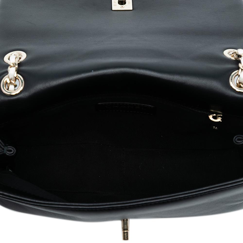 Chanel AB Chanel Black with White Lambskin Leather Leather Small Lambskin Entwined Chain Flap Italy