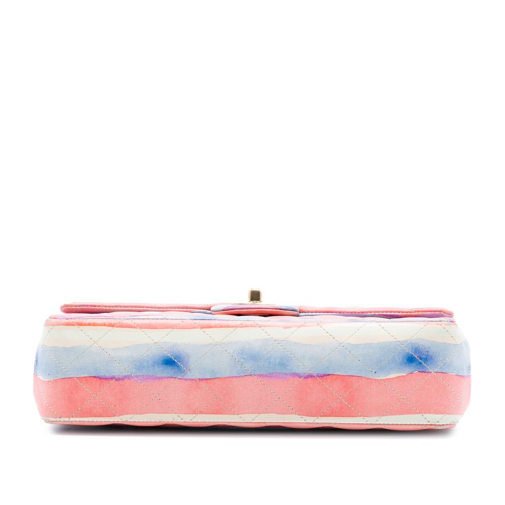 Chanel B Chanel Pink Lambskin Leather Leather Medium Classic Printed Lambskin Watercolor Double Flap France