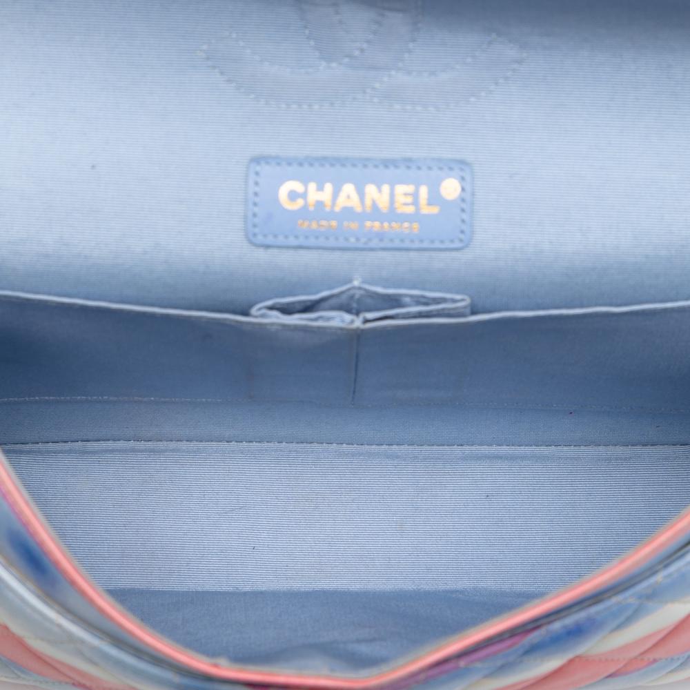 Chanel B Chanel Pink Lambskin Leather Leather Medium Classic Printed Lambskin Watercolor Double Flap France